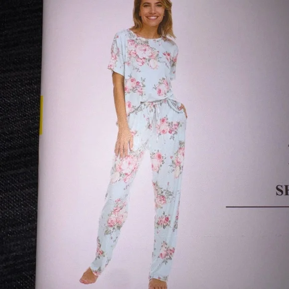 Flora Nikrooz Blue Floral 2-Piece Pajama Set - Picture 3 of 3